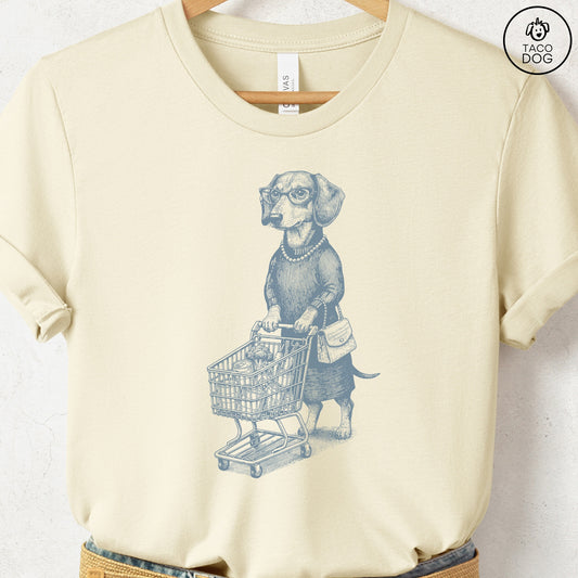 Dachshund Grocery T-Shirt Natural S Taco-Dog