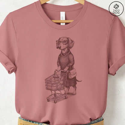 Dachshund Grocery T-Shirt Heather Mauve S Taco-Dog