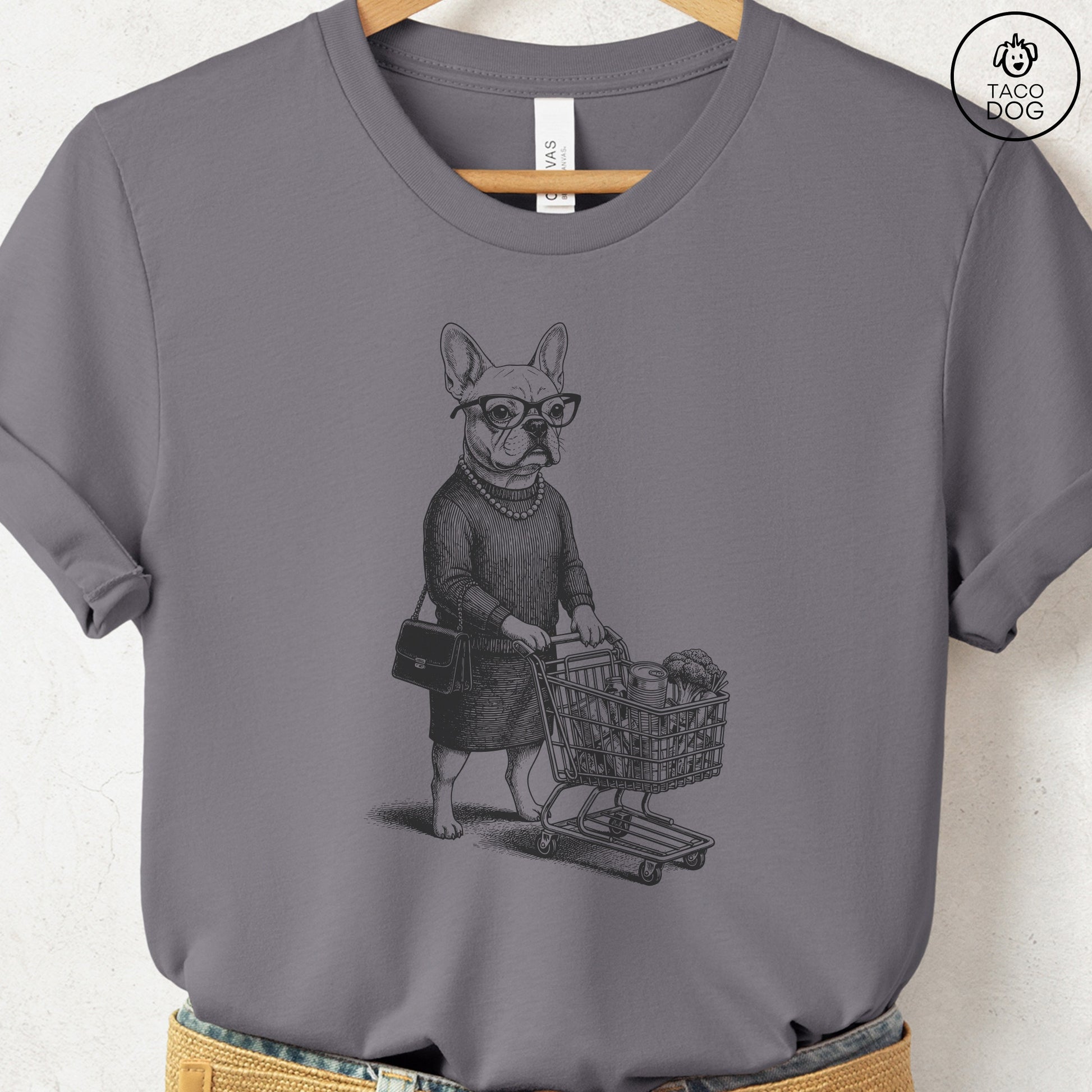 French Bulldog Frenchie Grocery T-Shirt Storm S Taco-Dog