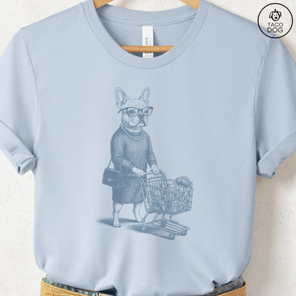 French Bulldog Frenchie Grocery T-Shirt Light Blue S Taco-Dog