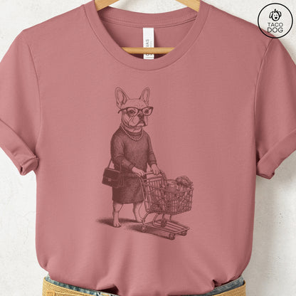 French Bulldog Frenchie Grocery T-Shirt Heather Mauve S Taco-Dog