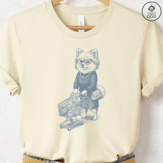 Pomeranian Grocery T-Shirt Natural S Taco-Dog