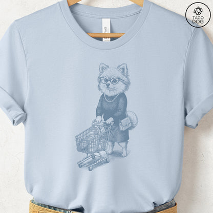 Pomeranian Grocery T-Shirt Light Blue S Taco-Dog