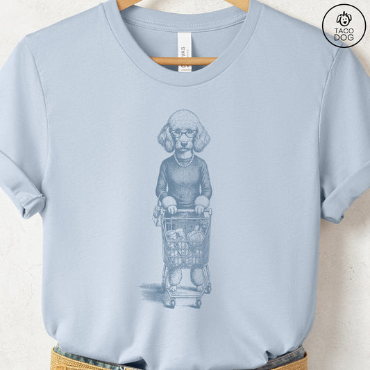 Poodle Grocery T-Shirt Light Blue S Taco-Dog