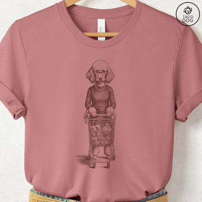 Poodle Grocery T-Shirt Heather Mauve S Taco-Dog