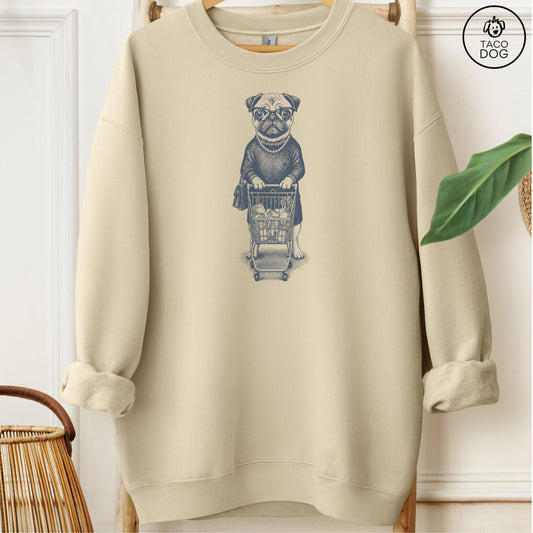 Pug Grocery Sweatshirt Sand M Taco-Dog