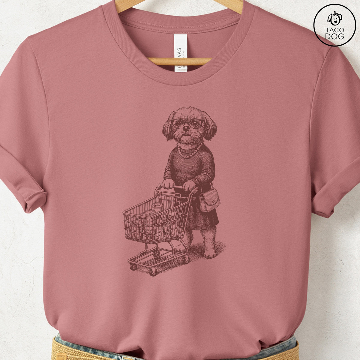 Shih Tzu Grocery T-Shirt, design close-up
