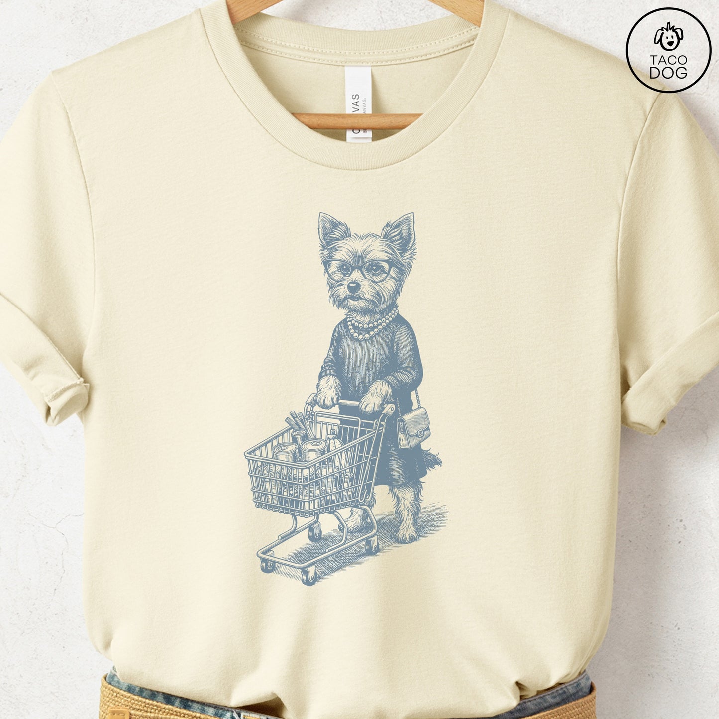 Yorkshire Terrier Yorkie Grocery T-Shirt Natural S Taco-Dog