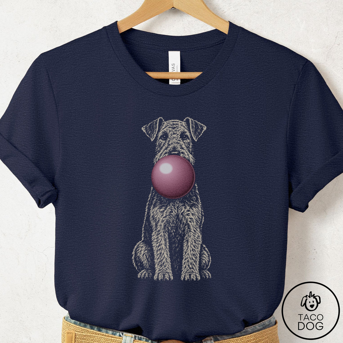 Airedale Gum Bubblegum T-Shirt Heather Midnight Navy Taco-Dog
