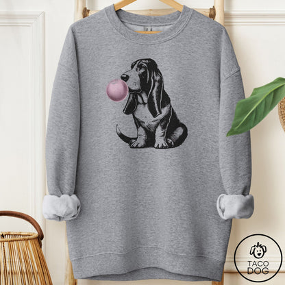 Basset Hound Gum Sweatshirt Graphite Heather Taco-Dog