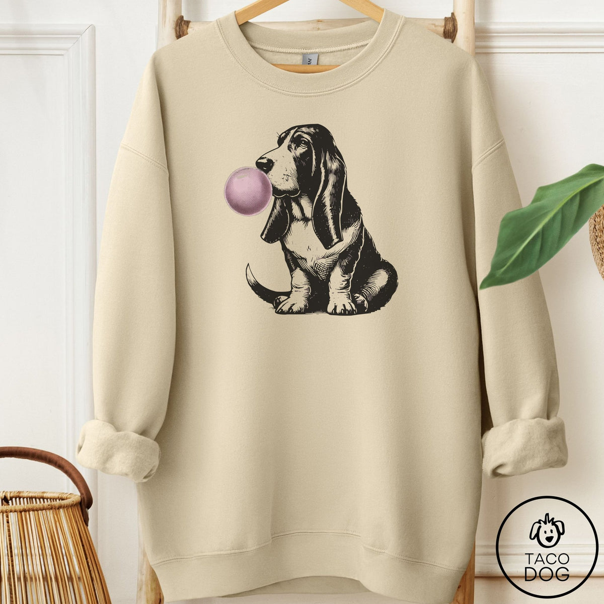 Basset Hound Gum Sweatshirt Sand Taco-Dog