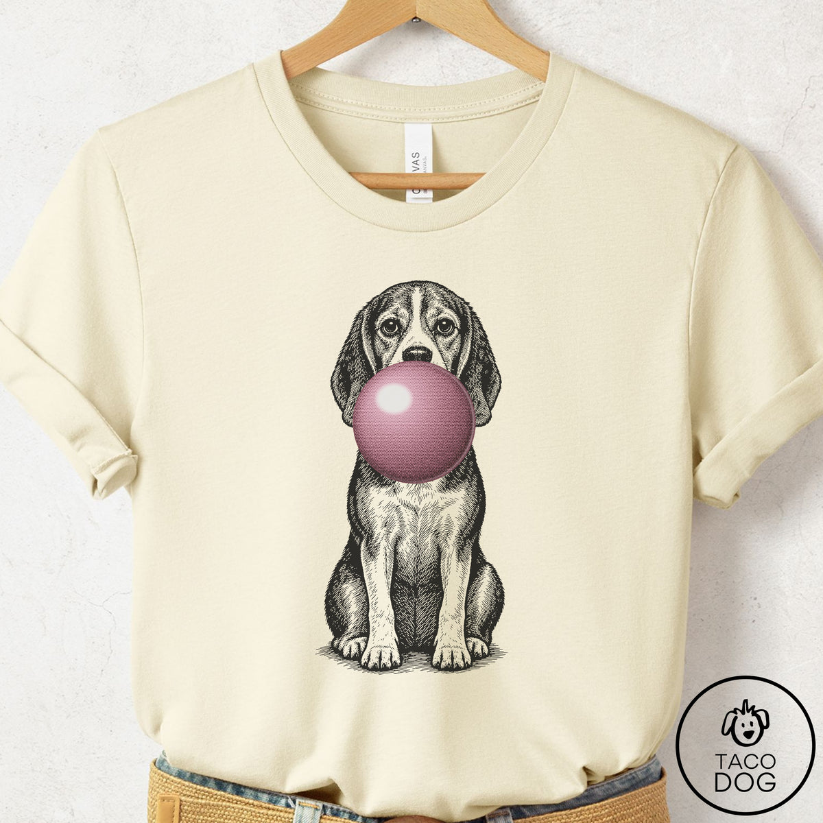 Beagle Gum Bubblegum T-Shirt Natural Taco-Dog