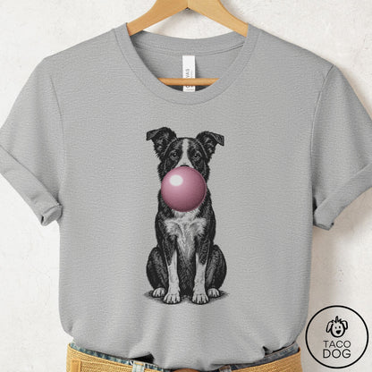 Border Collie Gum Bubblegum T-Shirt Athletic Heather Taco-Dog
