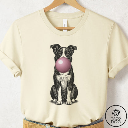 Border Collie Gum Bubblegum T-Shirt Natural Taco-Dog