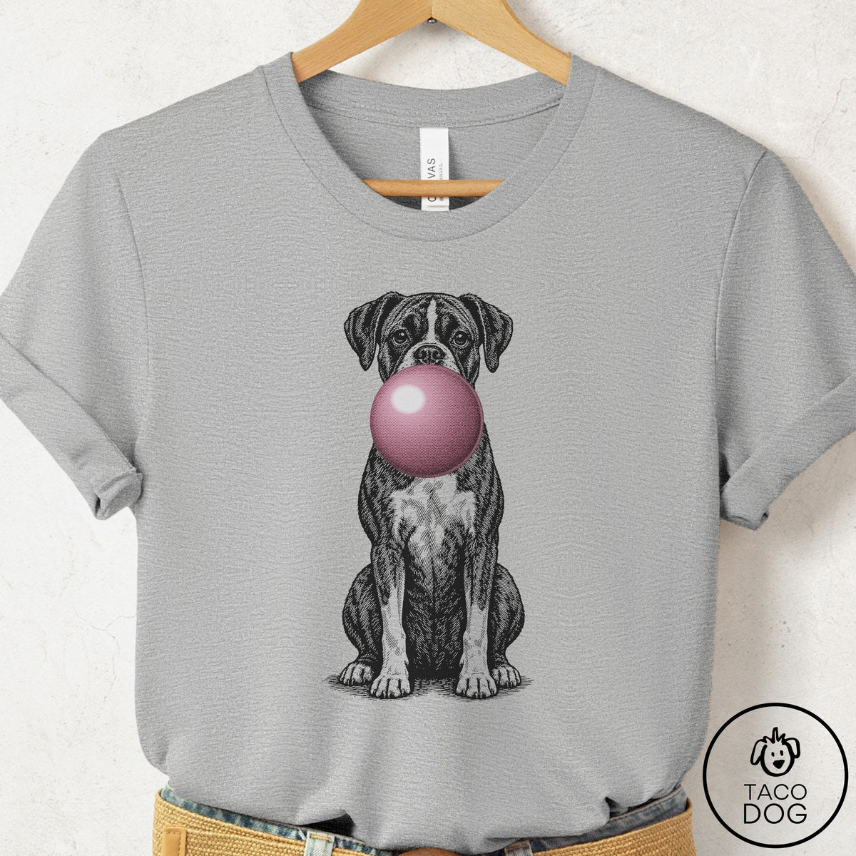 Boxer Gum Bubblegum T-Shirt Athletic Heather Taco-Dog