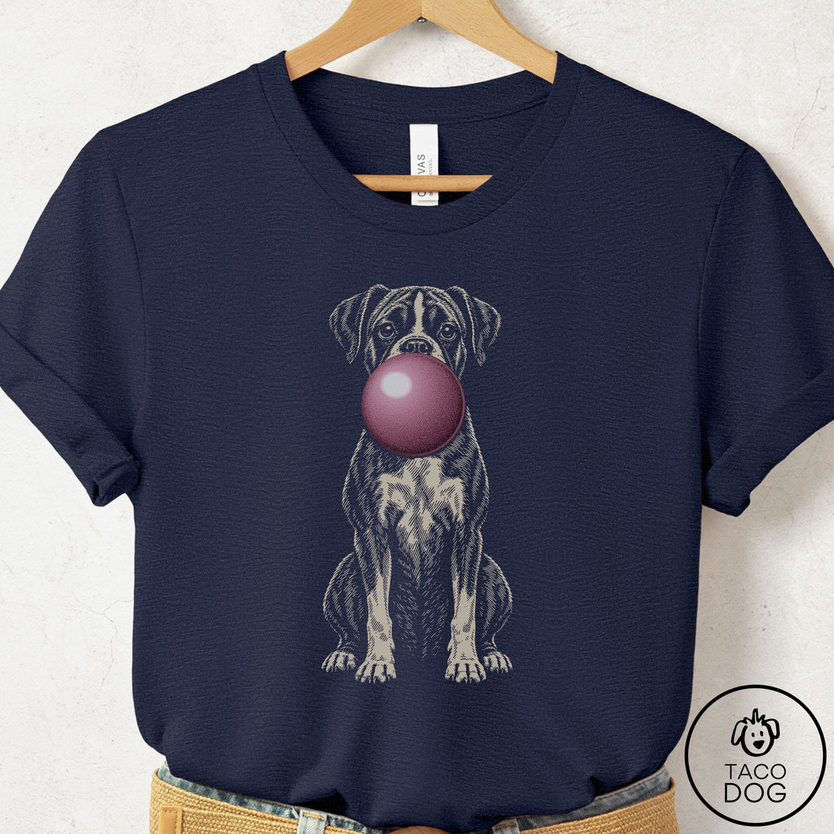 Boxer Gum Bubblegum T-Shirt Heather Midnight Navy Taco-Dog