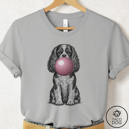 Cavalier King Charles Spaniel Gum Bubblegum T-Shirt Athletic Heather Taco-Dog