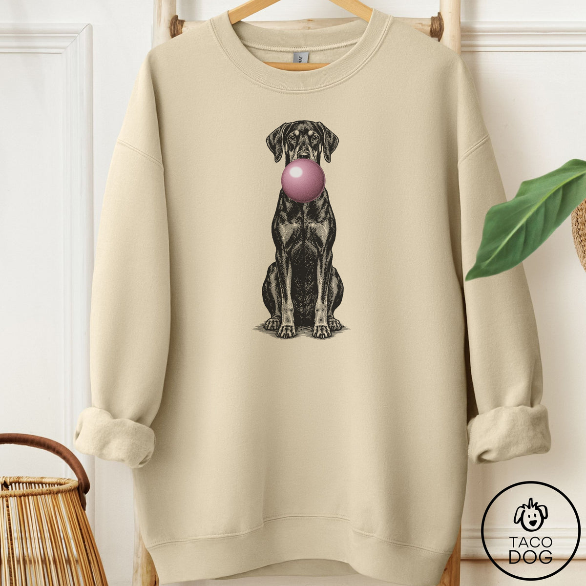 Doberman Gum Bubblegum Sweatshirt Sand Taco-Dog