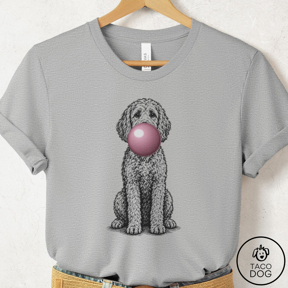 Doodle Gum Bubblegum T-Shirt Athletic Heather Taco-Dog