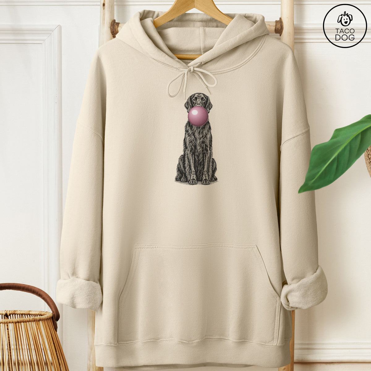 Flat-Coated Retriever Gum Bubblegum Hoodie Sand Taco-Dog