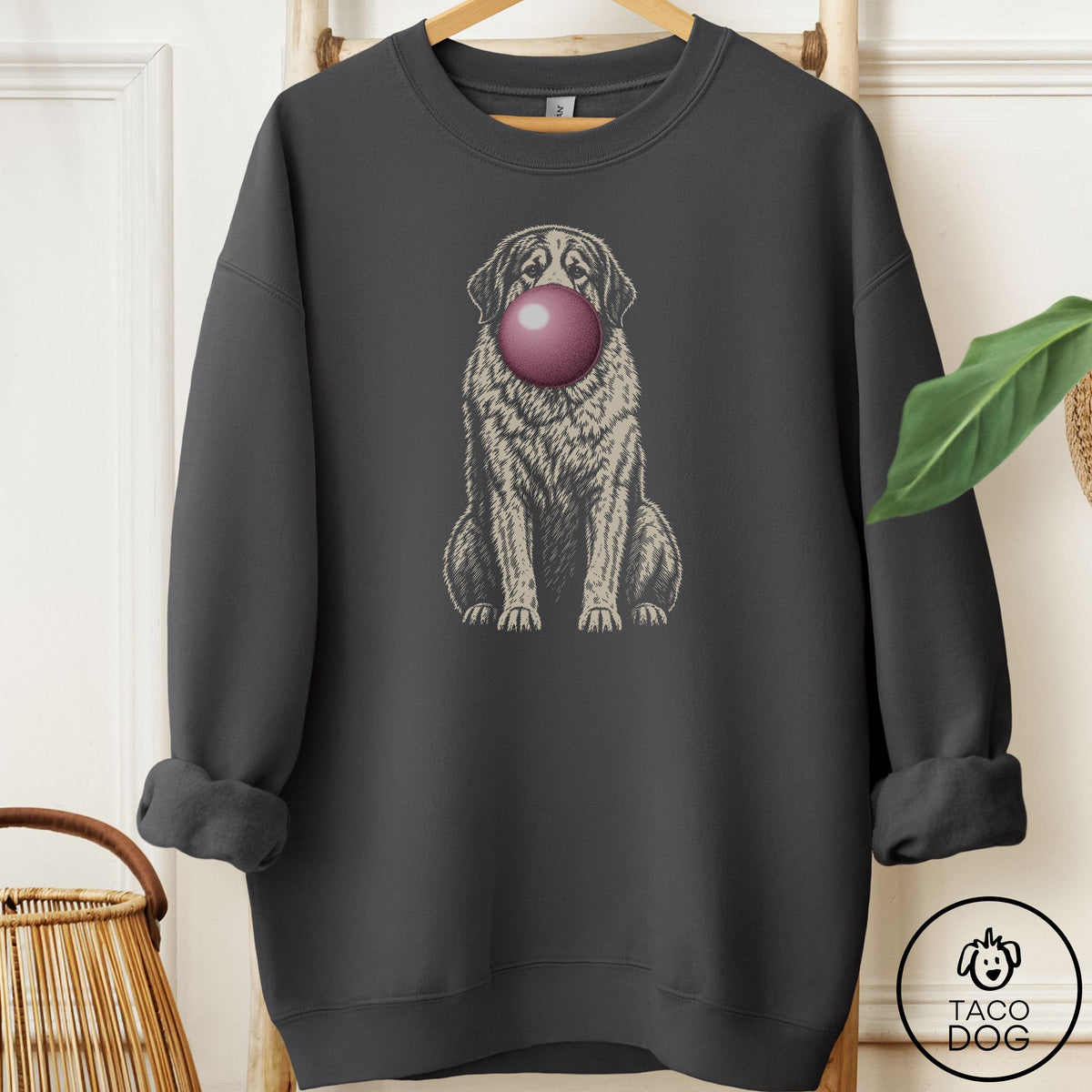 Great Pyrenees Gum Bubblegum Sweatshirt Charcoal Taco-Dog