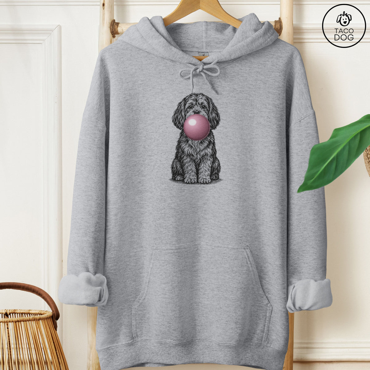 Havanese Gum Bubblegum Hoodie Graphite Heather Taco-Dog