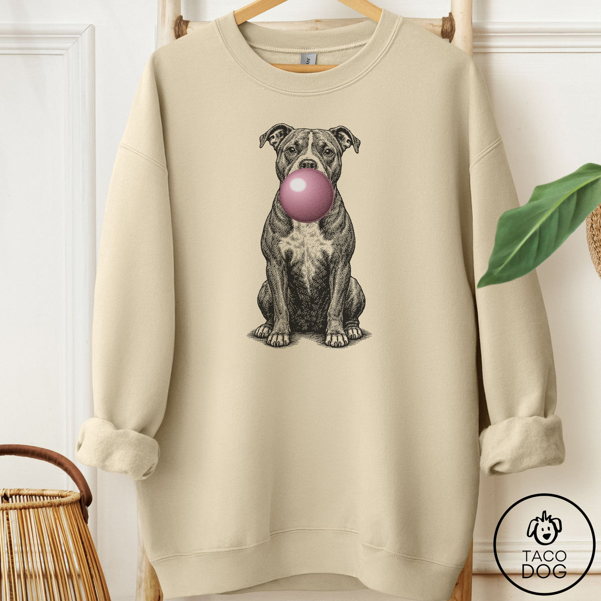 Pitbull Gum Bubblegum Sweatshirt Sand Taco-Dog