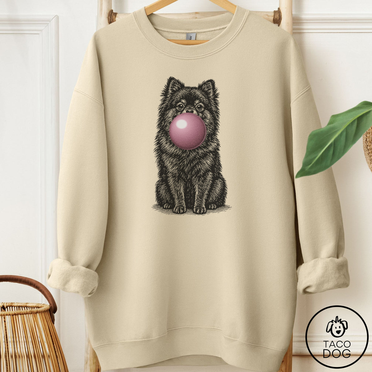 Pomeranian Gum Bubblegum Sweatshirt Sand Taco-Dog