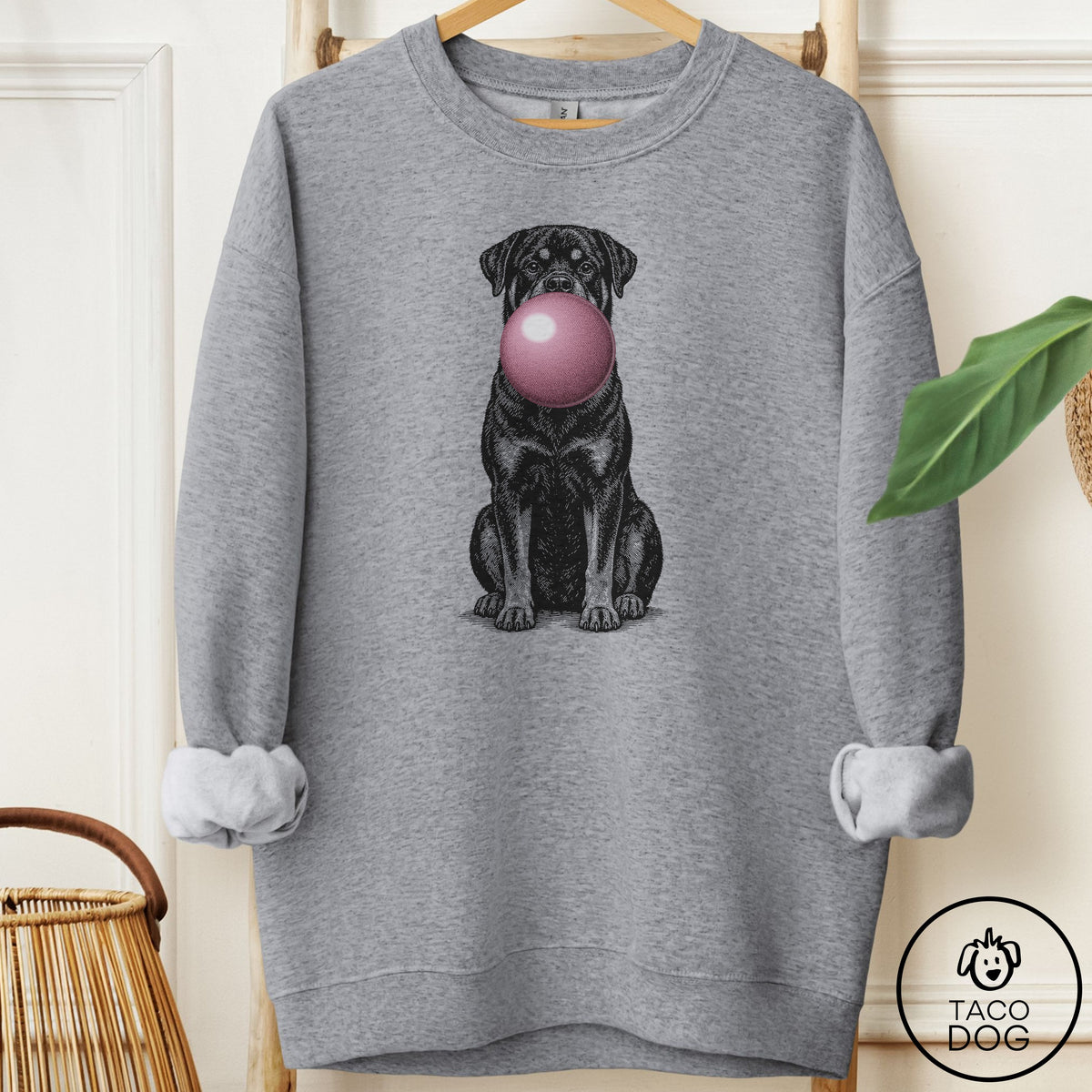 Rottweiler Gum Bubblegum Sweatshirt Graphite Heather Taco-Dog