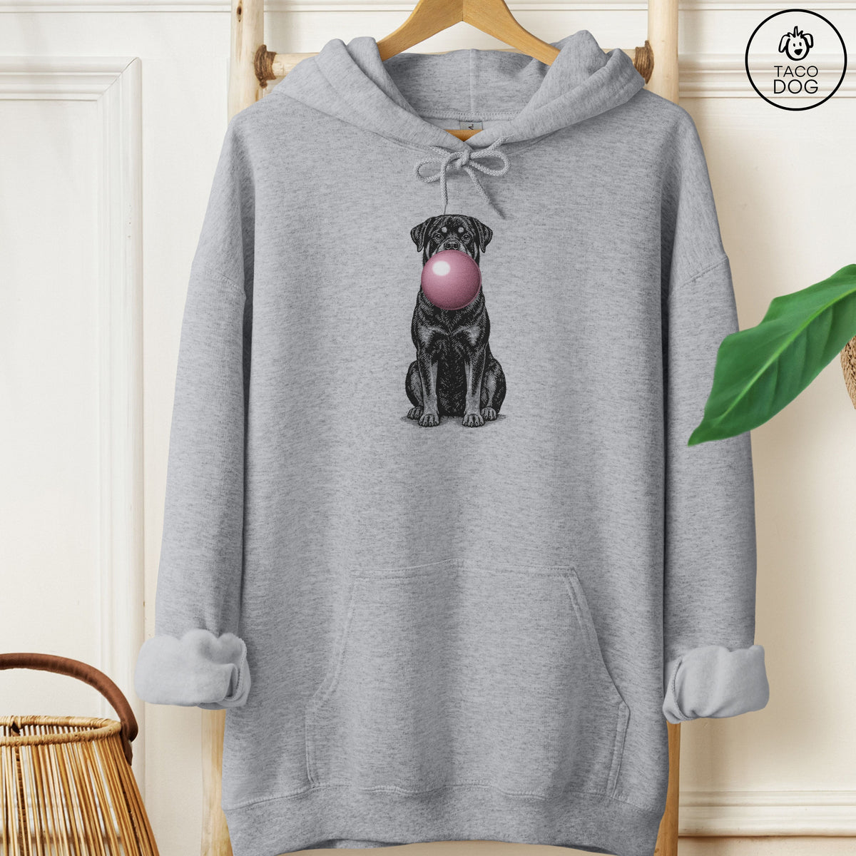Rottweiler Gum Bubblegum Hoodie Graphite Heather Taco-Dog