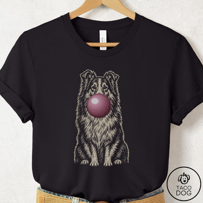 Shetland Sheepdog Gum Bubblegum T-Shirt Black Taco-Dog