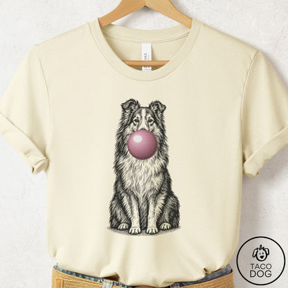 Shetland Sheepdog Gum Bubblegum T-Shirt Natural Taco-Dog