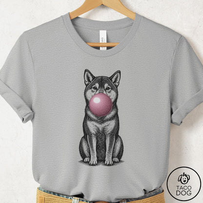 Shiba Inu Gum Bubblegum T-Shirt Athletic Heather Taco-Dog