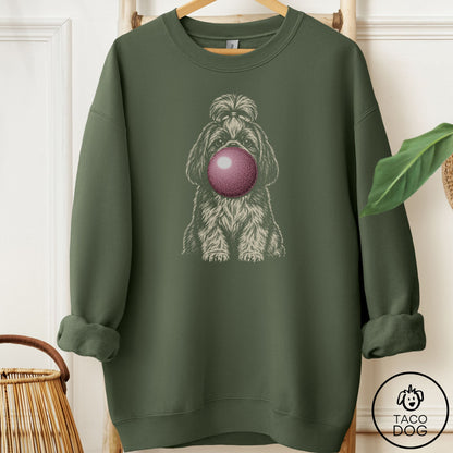 Shih Tzu Gum Bubblegum Sweatshirt Military Green Taco-Dog