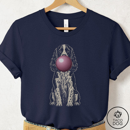 Springer Spaniel Gum Bubblegum T-Shirt Heather Midnight Navy Taco-Dog