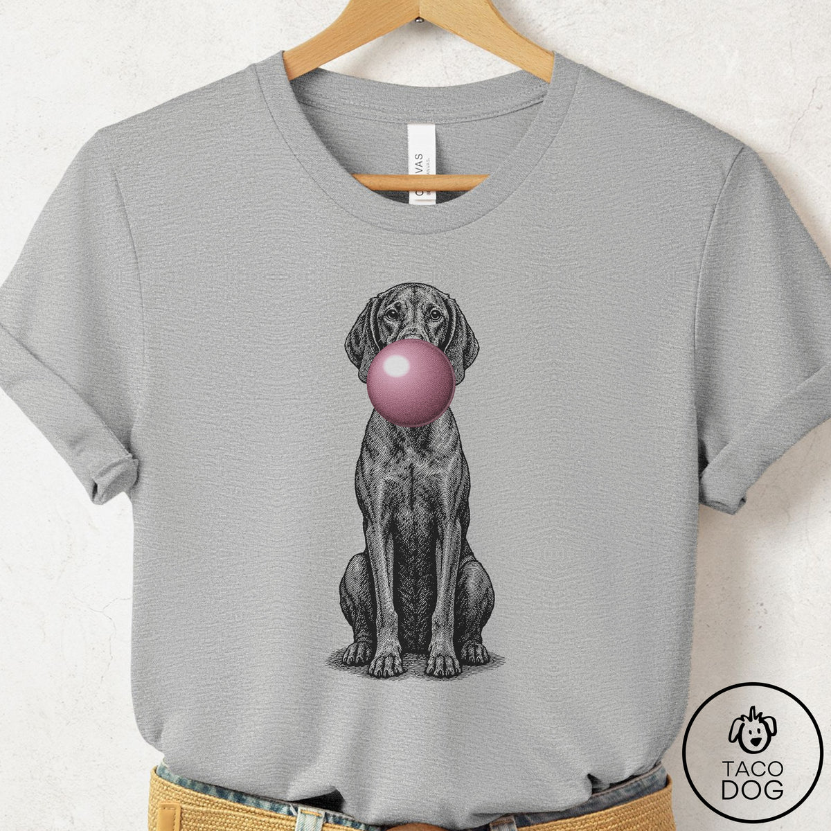 Vizsla Gum Bubblegum T-Shirt Athletic Heather Taco-Dog