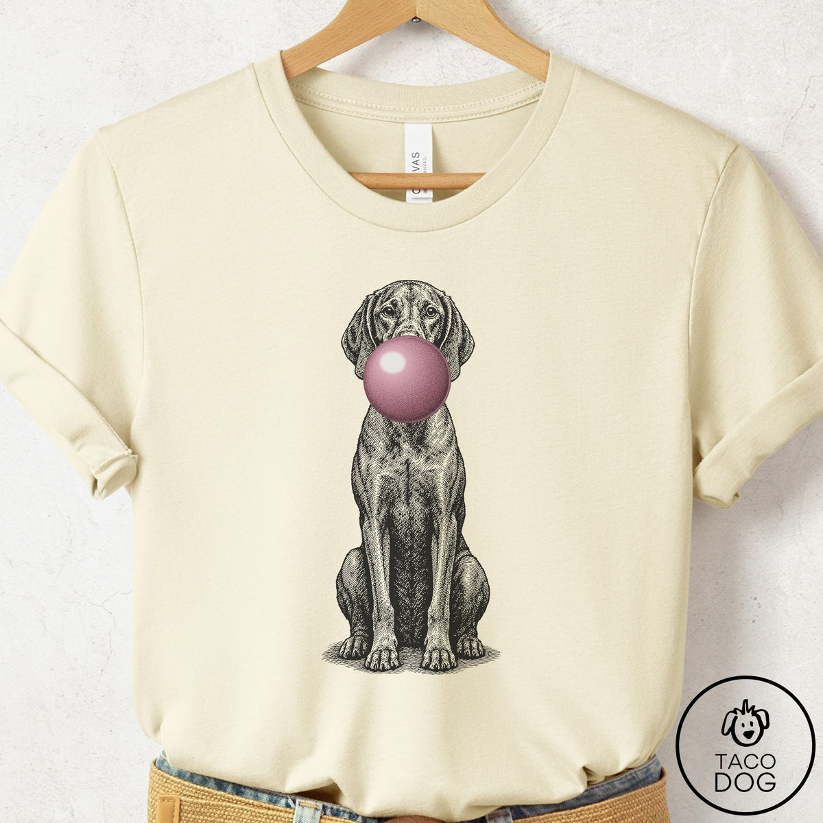 Vizsla Gum Bubblegum T-Shirt Natural Taco-Dog
