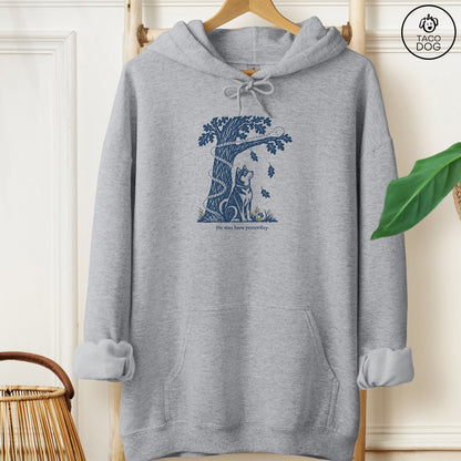Shiba Inu He Was Here Yesterday Hoodie Graphite Heather Taco-Dog