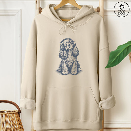 Cocker Spaniel Headphones Hoodie Sand Taco-Dog