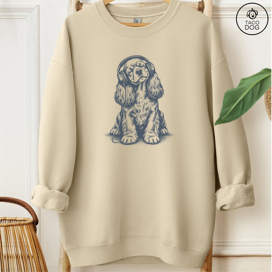 American Cocker Spaniel Headphones Sweatshirt Sand Taco-Dog