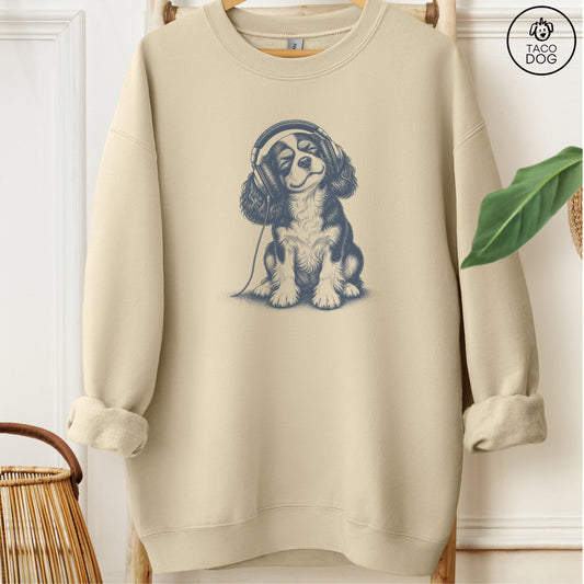 Cavalier King Charles Spaniel Headphones Sweatshirt Sand Taco-Dog