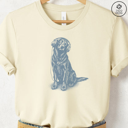 Flat-Coated Retriever Headphones T-Shirt Natural Taco-Dog