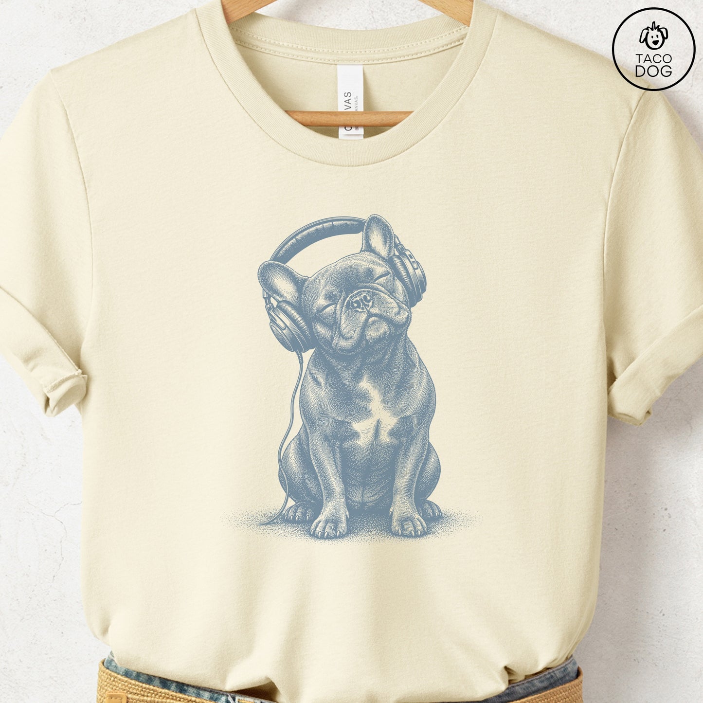 French Bulldog Frenchie Headphones T-Shirt