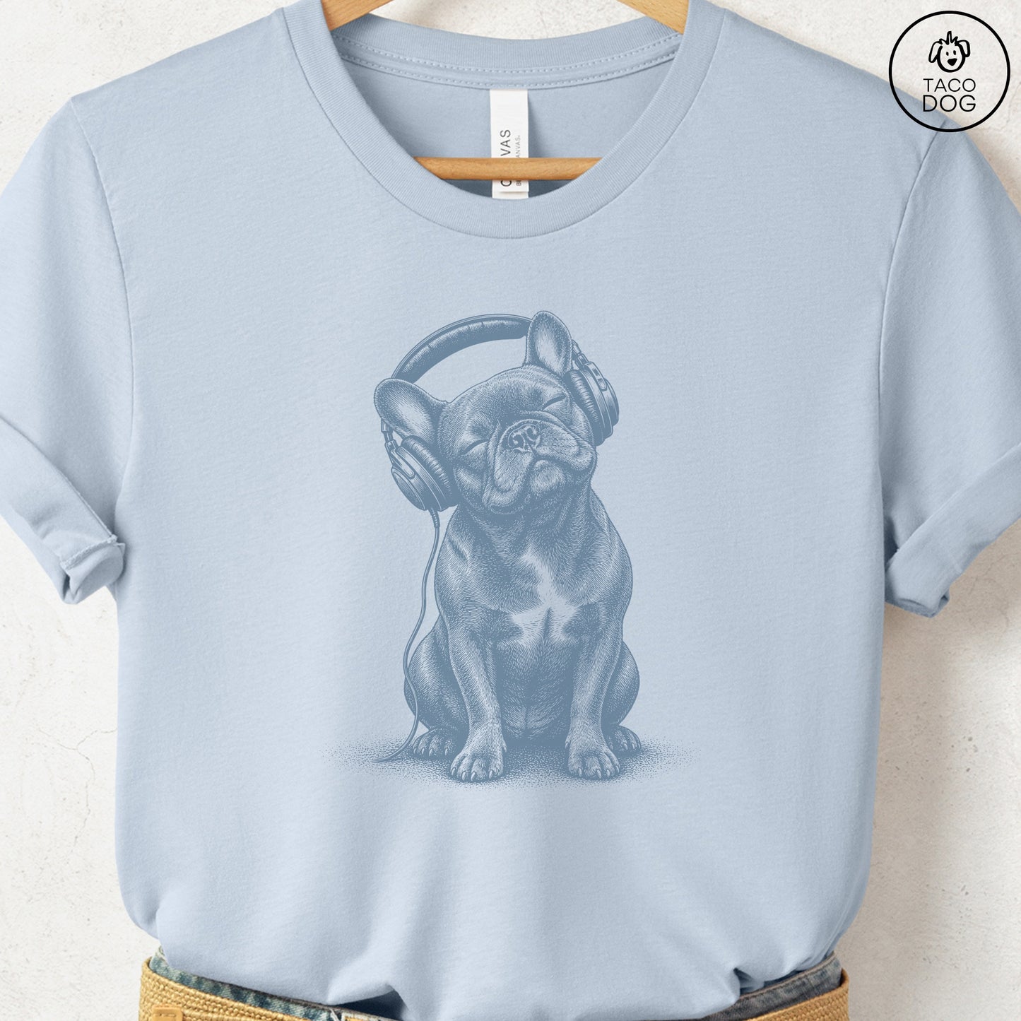 French Bulldog Frenchie Headphones T-Shirt