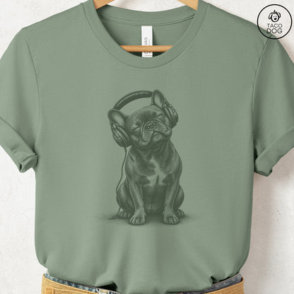French Bulldog Frenchie Headphones T-Shirt