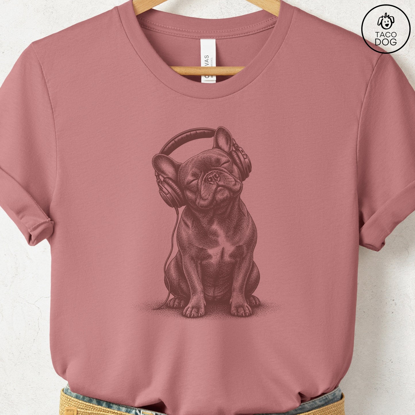 French Bulldog Frenchie Headphones T-Shirt