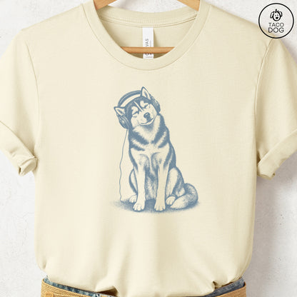Husky Headphones T-Shirt Natural Taco-Dog