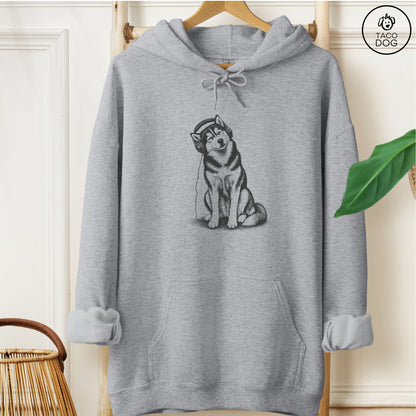 Husky Headphones Hoodie Graphite Heather Taco-Dog