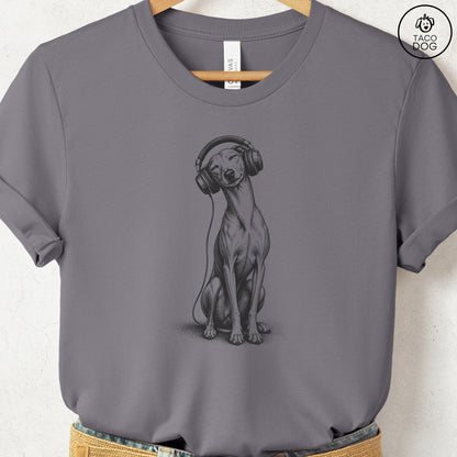 Italian Greyhound Whippet Headphones T-Shirt Storm Taco-Dog