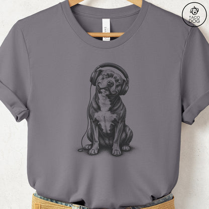 Pitbull Headphones T-Shirt Storm Taco-Dog